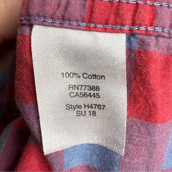 J Crew Men's Red and Blue Madras Checkered Shirt Size Medium 100% Cotton GUC - Picture 5 of 6